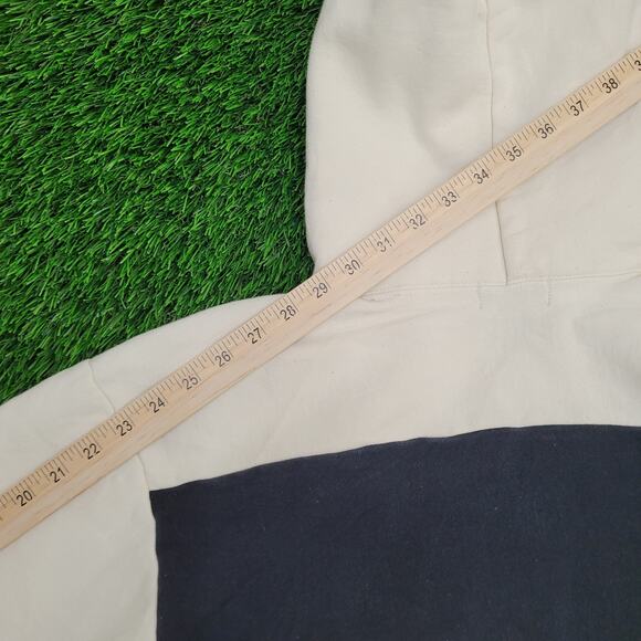POLO Jeans Colorblock Hoodie Large 23x25 Ivory Blue Ralph-Lauren - Picture 3 of 14